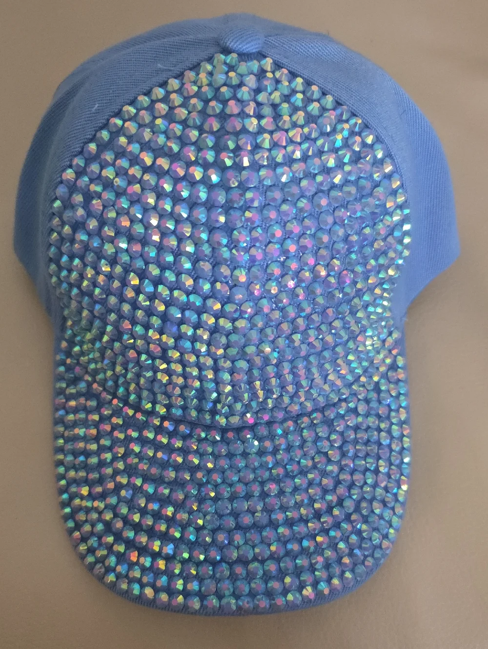 Sparkling Blue Rhinestone Baseball Cap - Picture 1 of 4